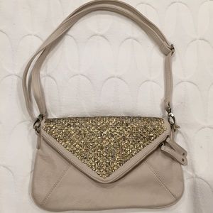 White Purse with Gold Embellishments